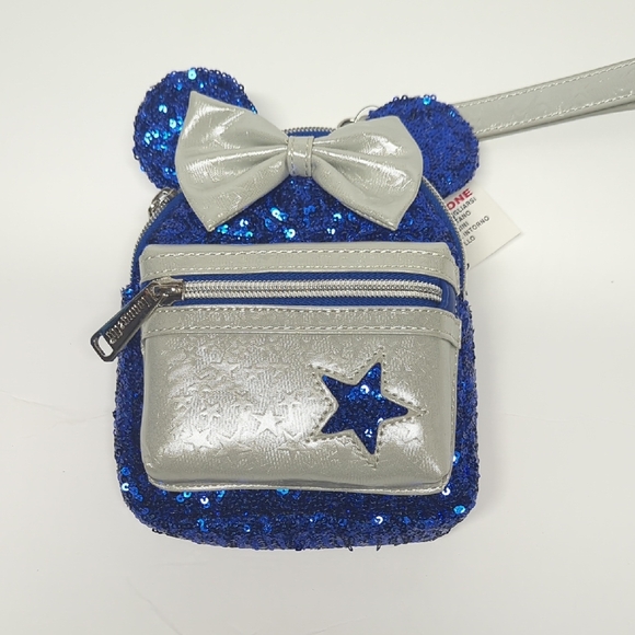 Disney Blue and Silver Sequin wish uopn a star mini Backpack - Picture 1 of 6